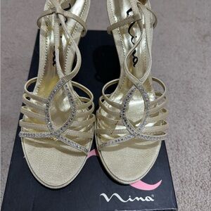 Nina Gold Glimmer Heeled Boots
